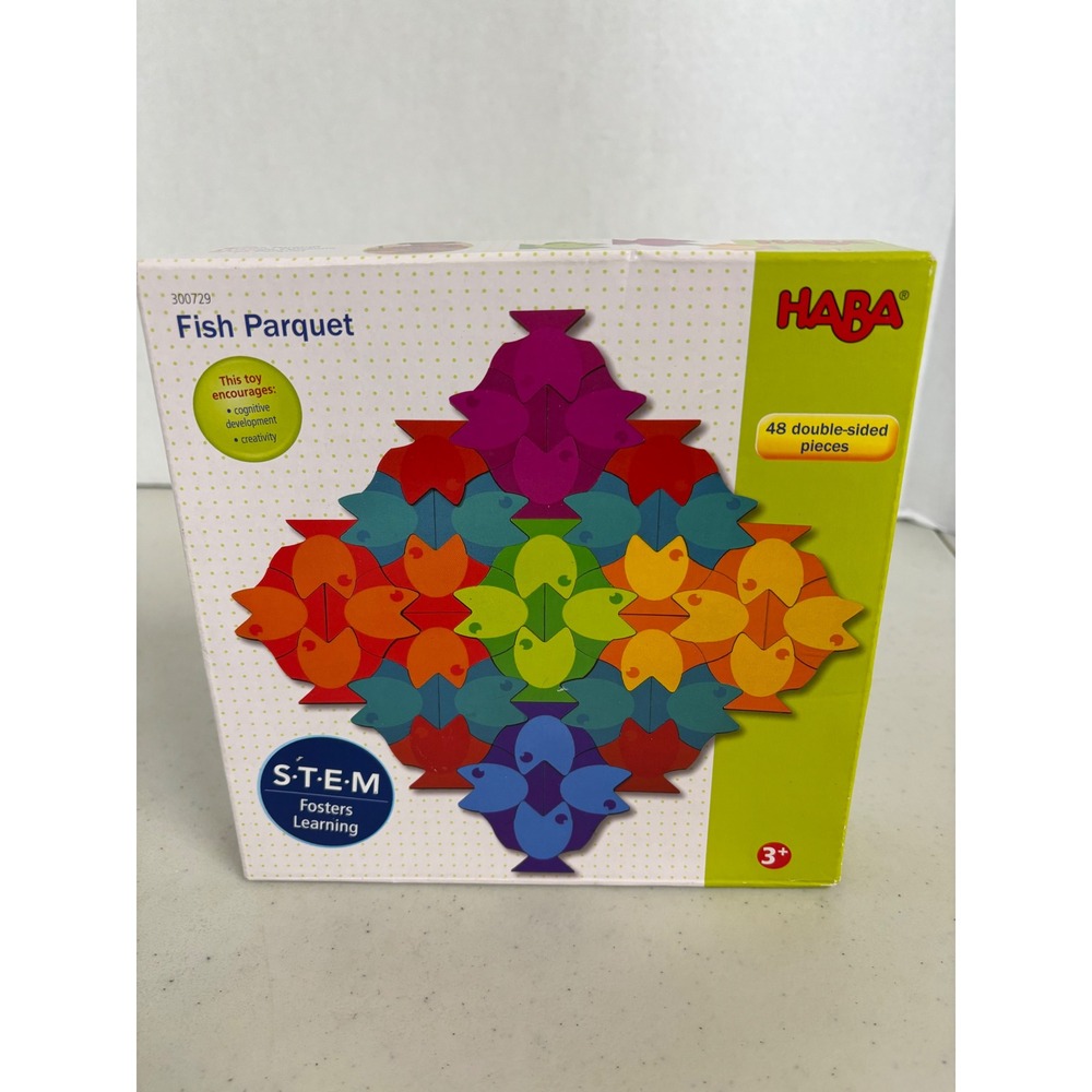 HABA Fish Parquet Wooden STEM Learning‎ Puzzle 48 Double Sided Pieces Ages 3+